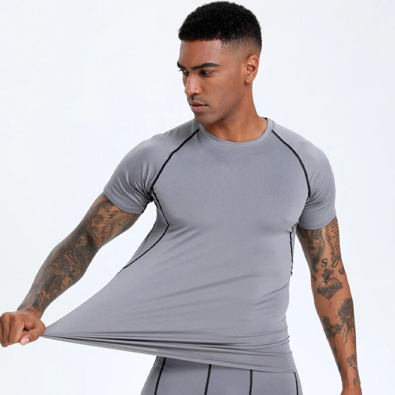 Mens Compression T-Shirt Training Gym Fitness Jogging Running Stretch Breathable