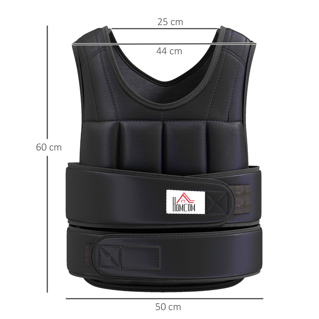 HOMCOM 10KGS Adjustable Weight Vest Running Gym Training Weight Loss, Black