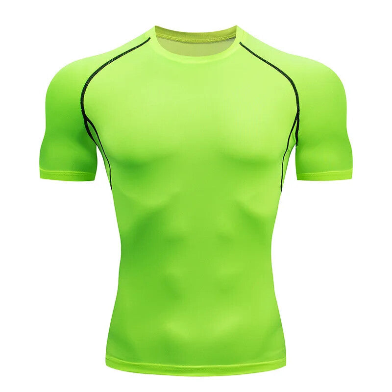Mens Compression T-Shirt Training Gym Fitness Jogging Running Stretch Breathable