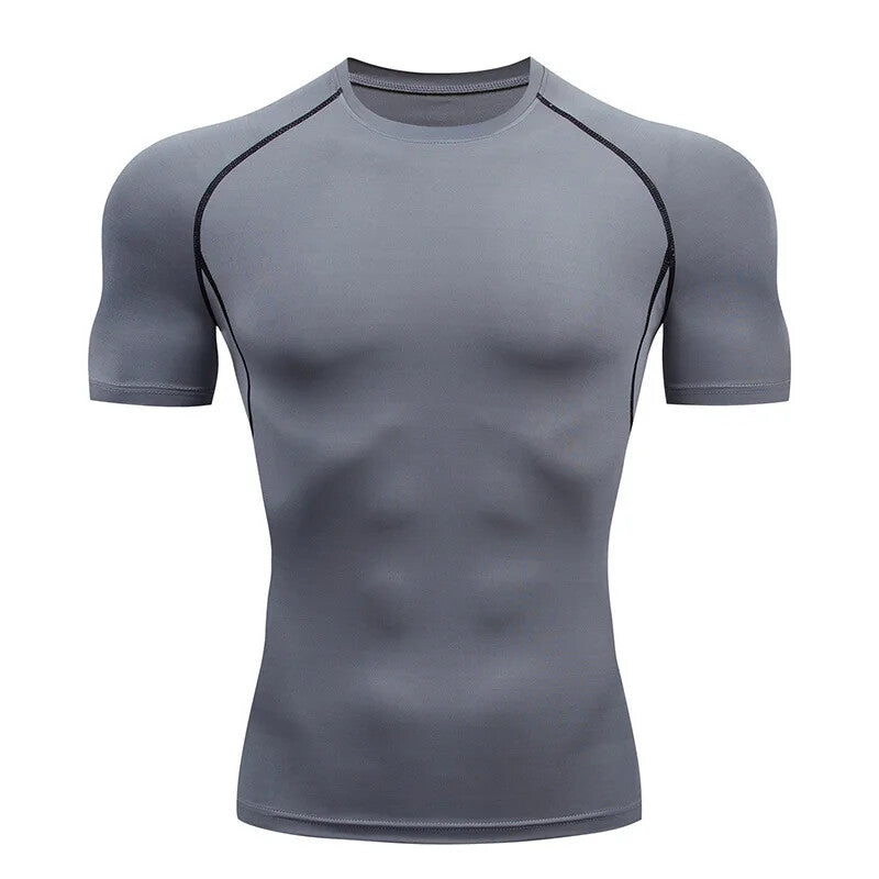 Mens Compression T-Shirt Training Gym Fitness Jogging Running Stretch Breathable