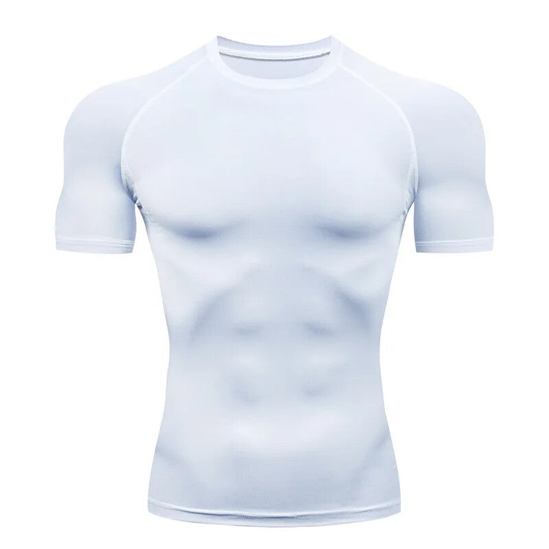 Mens Compression T-Shirt Training Gym Fitness Jogging Running Stretch Breathable