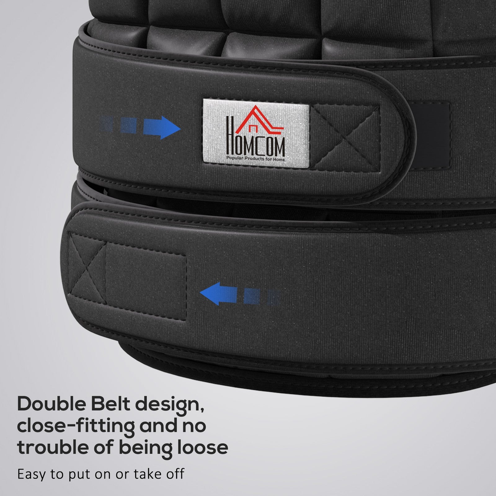 HOMCOM 10KGS Adjustable Weight Vest Running Gym Training Weight Loss, Black