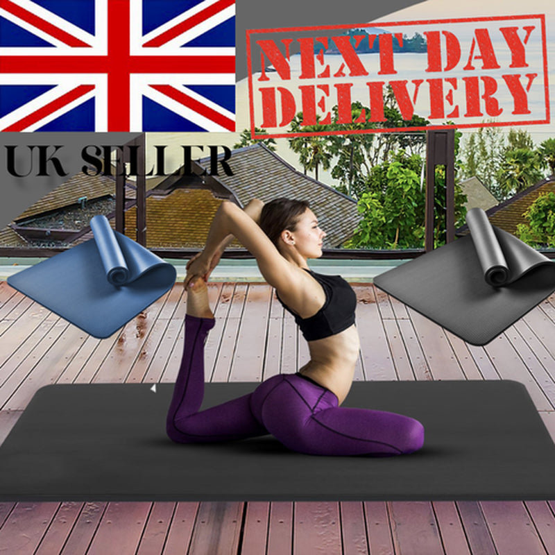 YOGA MAT 10MM THICK EXERCISE MAT GYM WORKOUT FITNESS PILATES HOME NON SLIP NBR