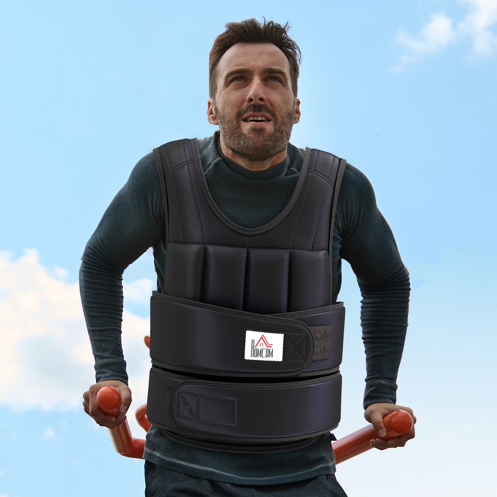 HOMCOM 10KGS Adjustable Weight Vest Running Gym Training Weight Loss, Black