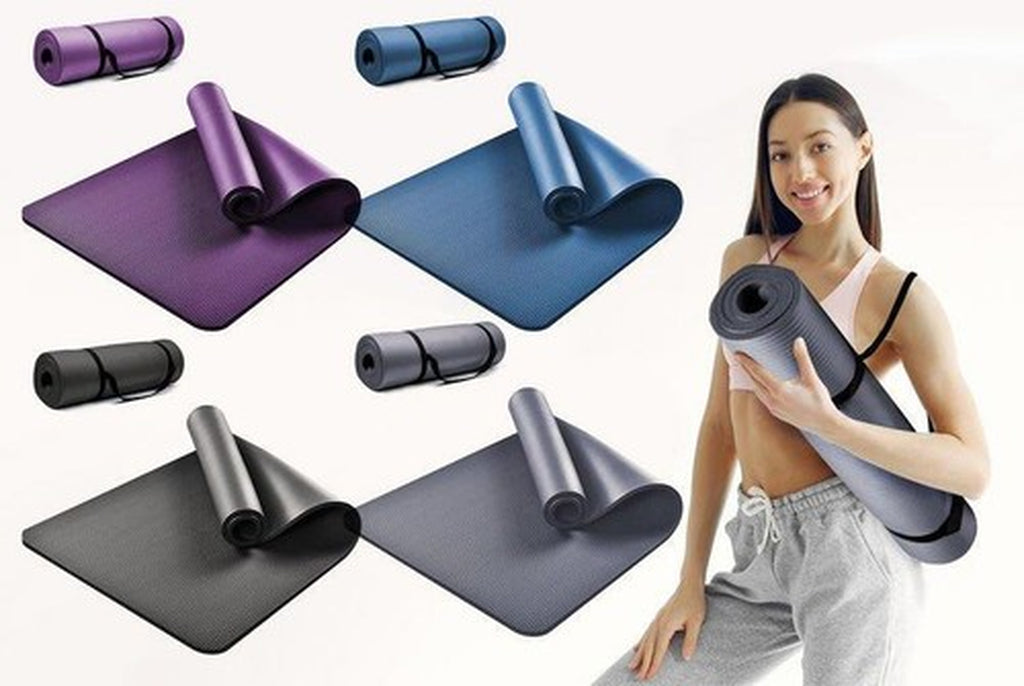 YOGA MAT 10MM THICK EXERCISE MAT GYM WORKOUT FITNESS PILATES HOME NON SLIP NBR
