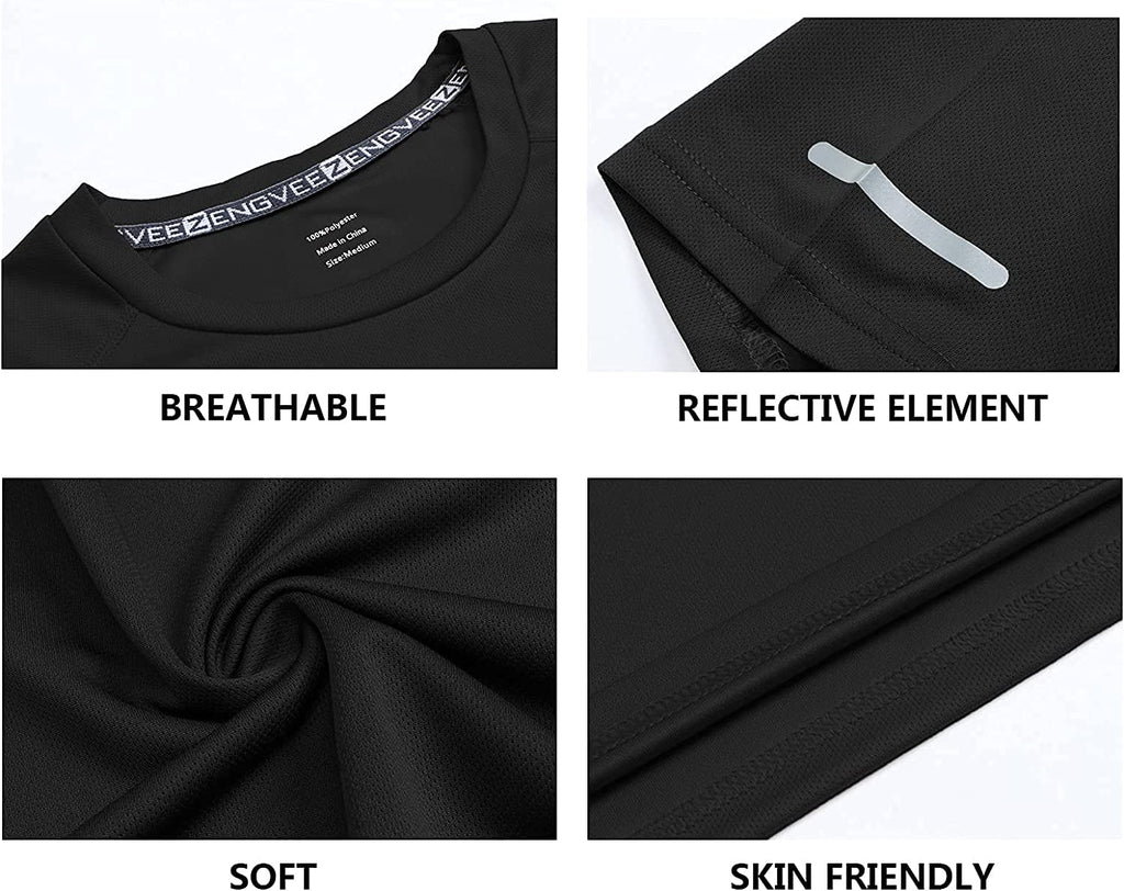 Gaiatiger 1/3 Pack Mens T-Shirts Quick Dry Short Sleeve Tops Moisture Wicking Ac